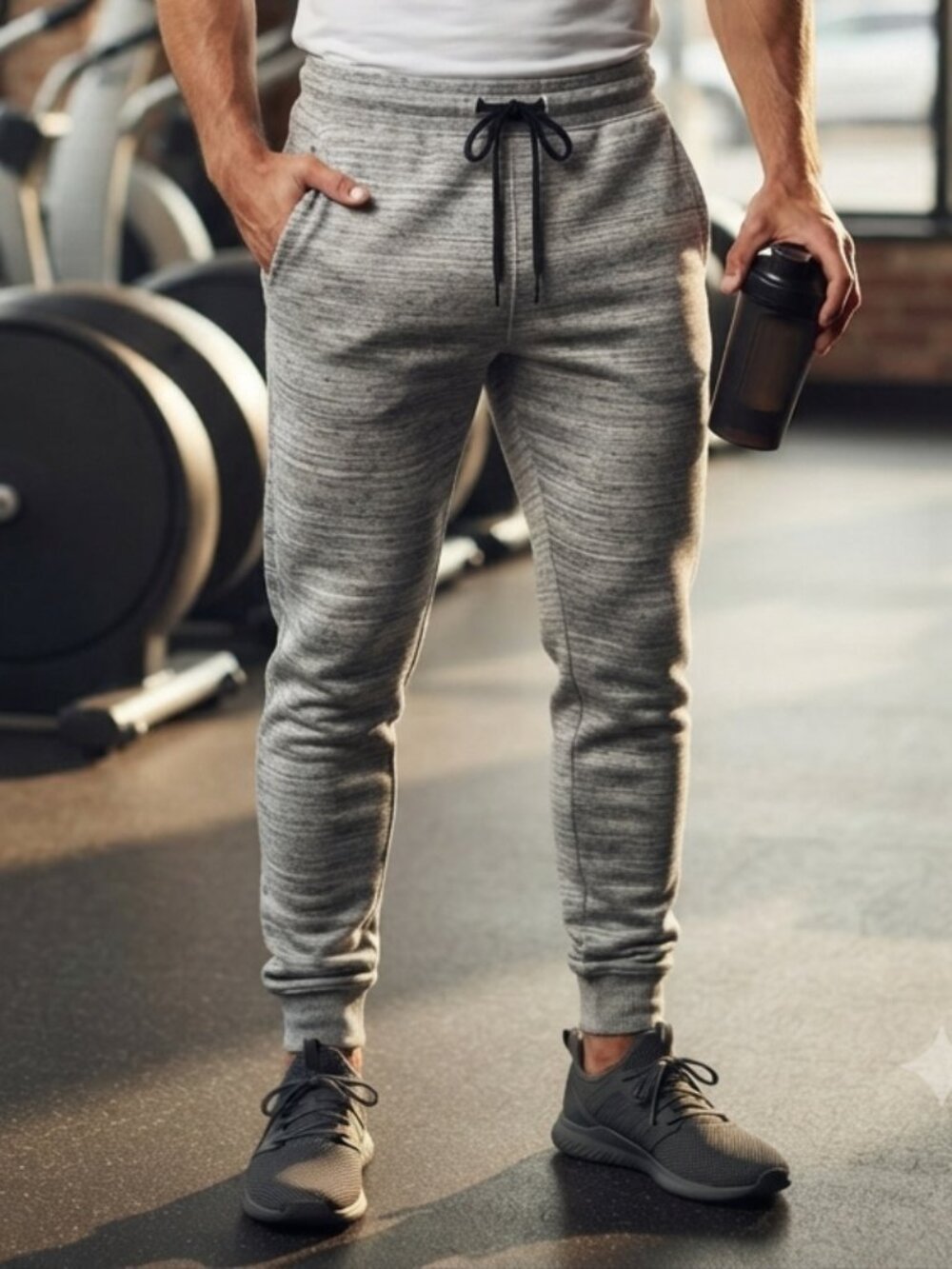 Kyodan Men's Large Gray Heather Jogger Sweatpants Drawstring Athletic Pants